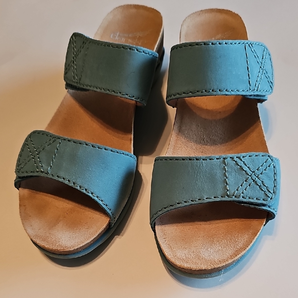 Teal Double-Strap Slide Sandals